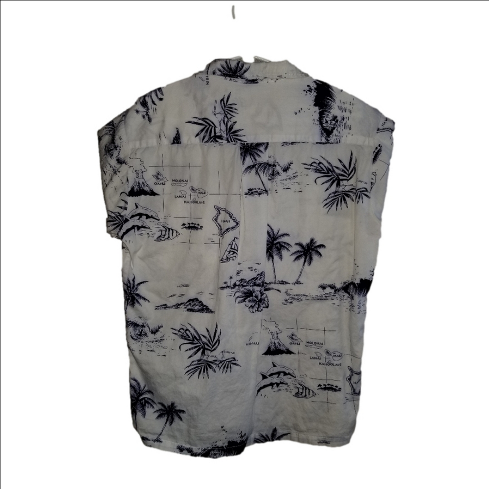 Palmwave Short Sleeve 100% Cotton Hawaiian Button Up Label Reads Size Small - Picture 3 of 12